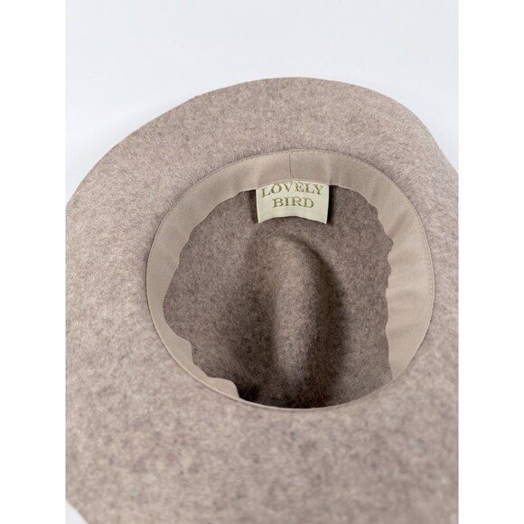 Lovely Bird Beige Wool Fedora Braid Trim Hat Oatmeal Tan Festival Heritage Indie